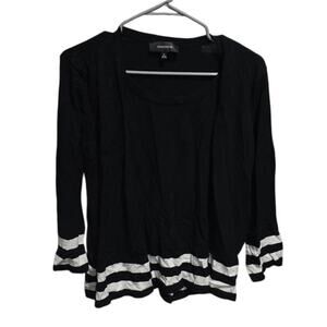 Jones Wear Black/Cream Stripes Sweater/Cardigan Combo - XL